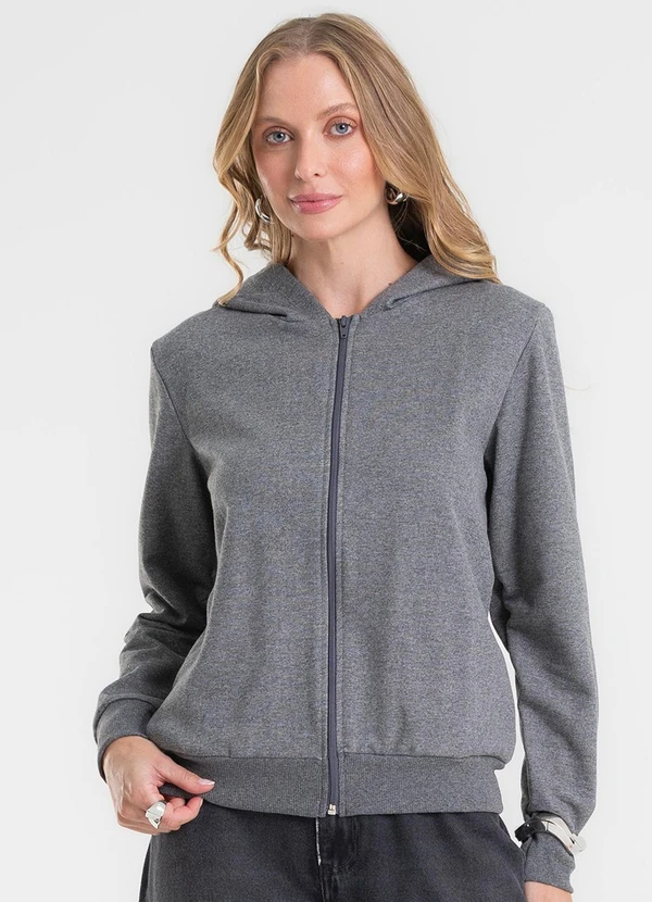 Rovitex - Jaqueta Básica Moletom Peluciado Cinza 4