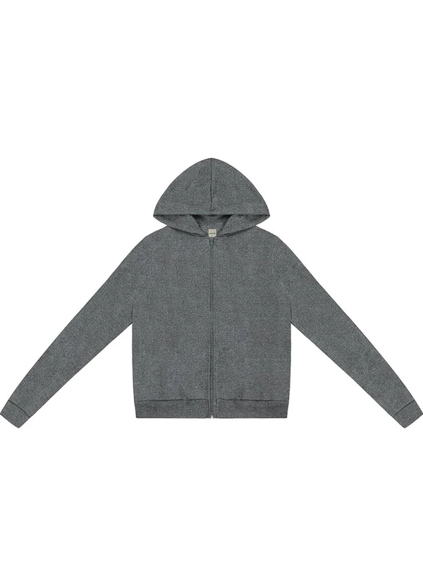 Rovitex - Jaqueta Básica Moletom Peluciado Cinza 5