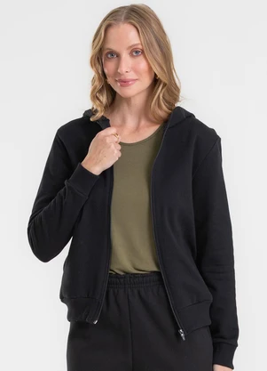 Rovitex - Jaqueta Básica Moletom Peluciado Preto - ROVITEX