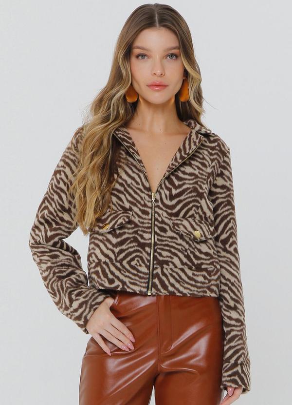 Gatabakana - Jaqueta Biker Tiger Marrom