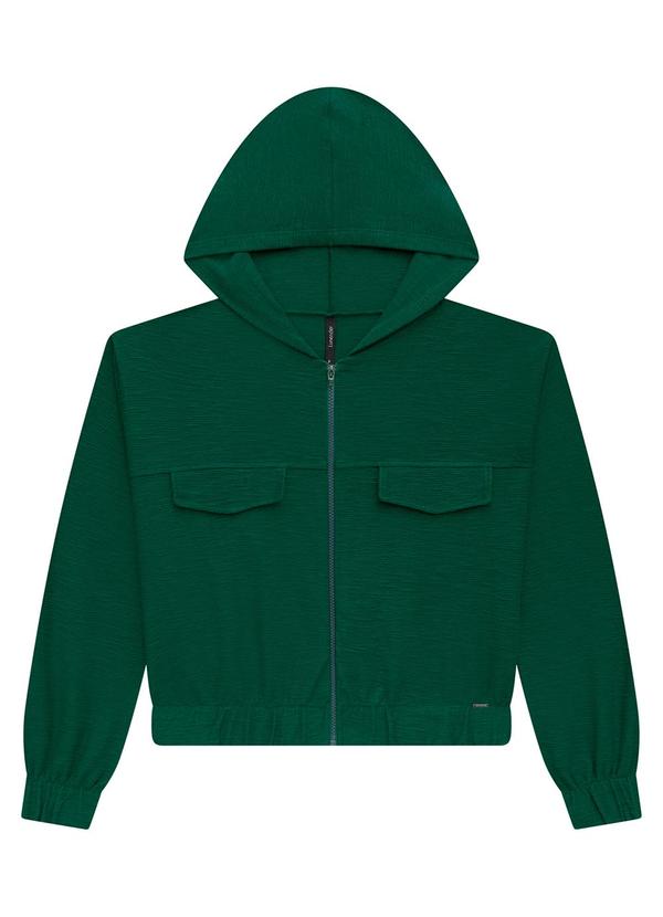Lunender - Jaqueta Bomber com Capuz e Lapelas Verde