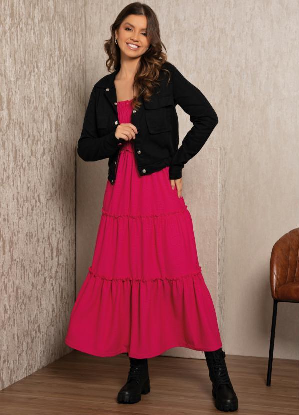 Quintess - Jaqueta Bomber Curta Preta com Bolsos 3