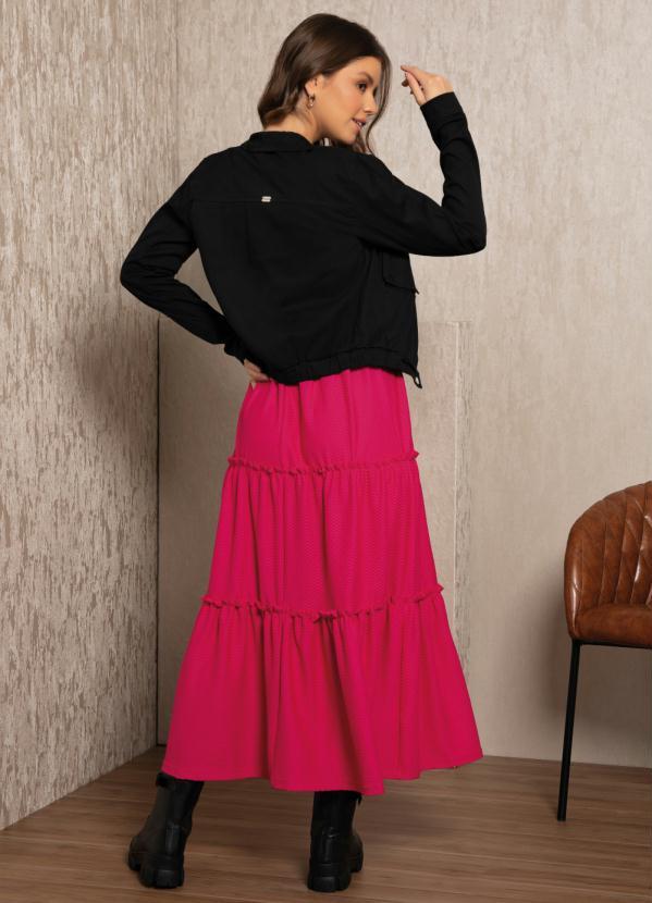 Quintess - Jaqueta Bomber Curta Preta com Bolsos 4