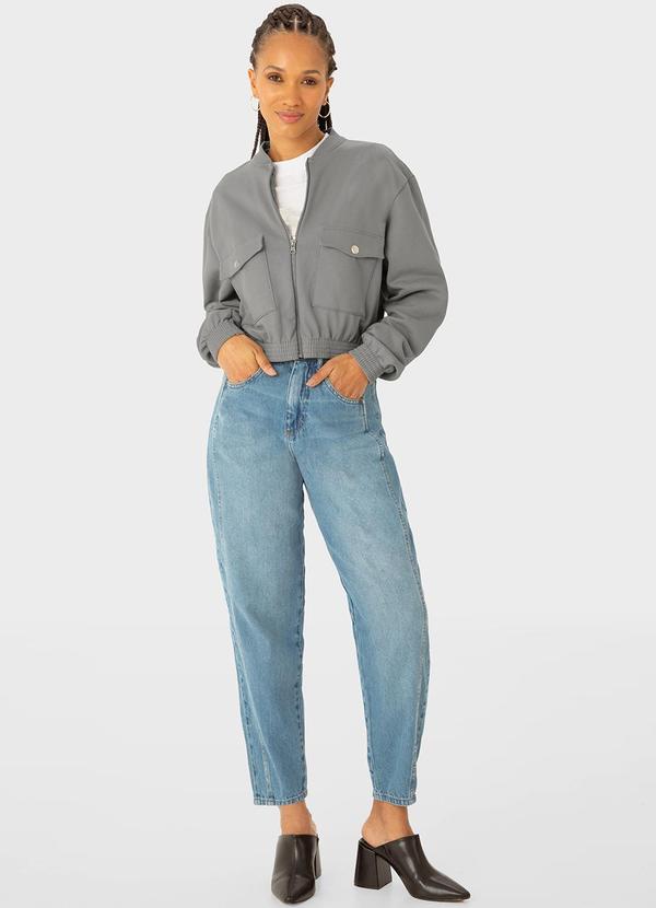 Enfim - Jaqueta Bomber em Moletom Cinza 2