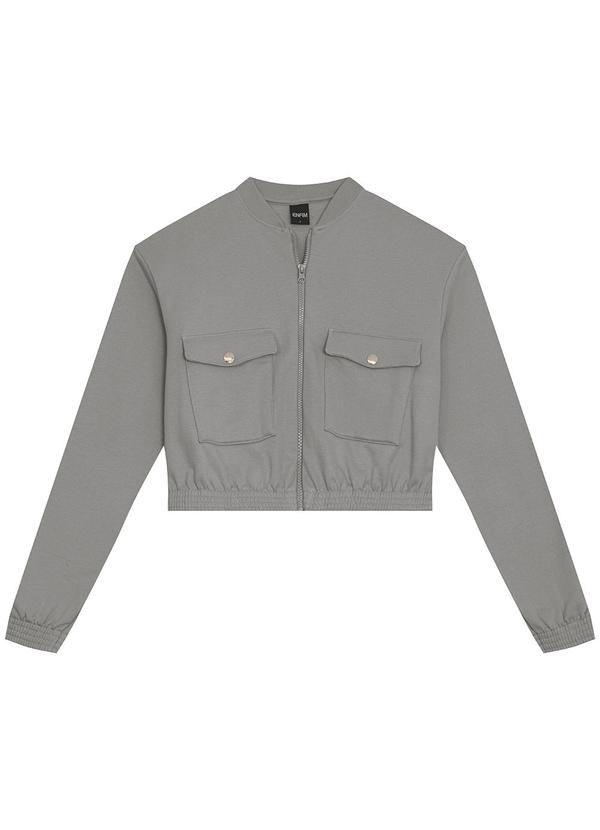 Enfim - Jaqueta Bomber em Moletom Cinza 3