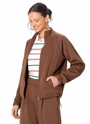 Malwee - Jaqueta Bomber em Suedine Premium Marrom - MALWEE