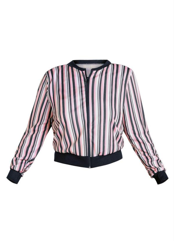 Moda Pop - Jaqueta Bomber Listrada Rosa 7