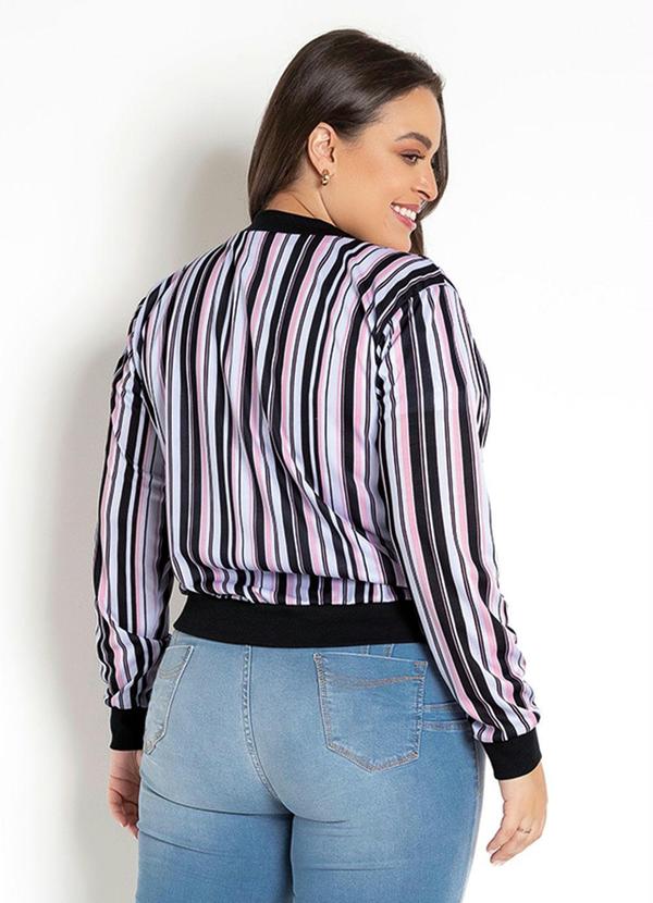 Moda Pop - Jaqueta Bomber Listrada Rosa 5