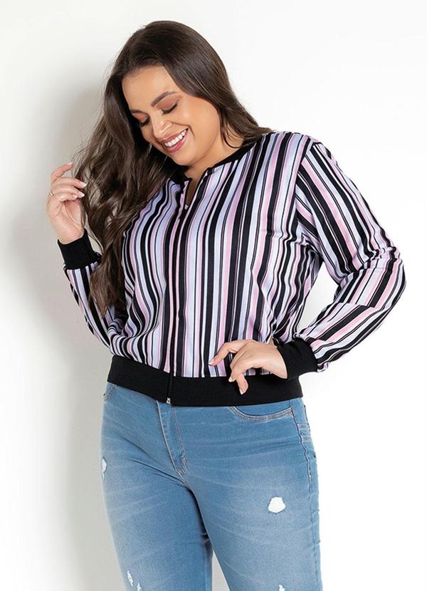 Moda Pop - Jaqueta Bomber Listrada Rosa 4