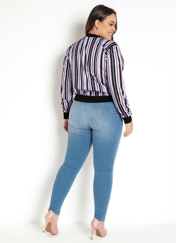 Moda Pop - Jaqueta Bomber Listrada Rosa 2