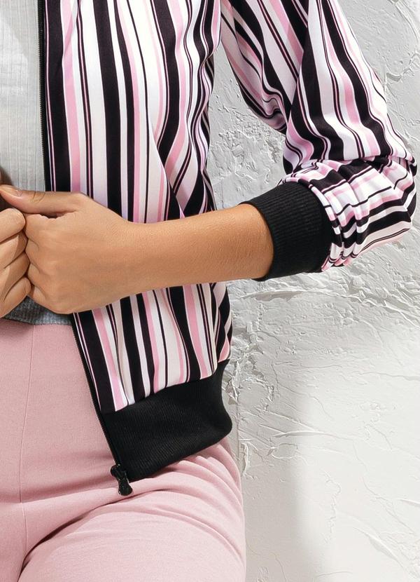 Moda Pop - Jaqueta Bomber Listrada Rosa 14