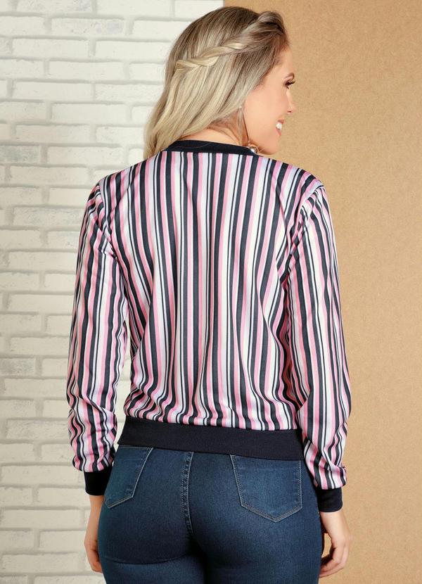 Moda Pop - Jaqueta Bomber Listrada Rosa 11