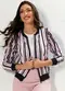 Moda Pop - Jaqueta Bomber Listrada Rosa - variação: Listrada Rosa
