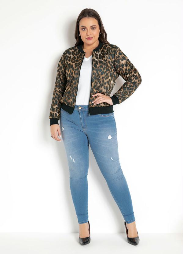 Moda Pop - Jaqueta Bomber Onça Marrom com Zíper 10