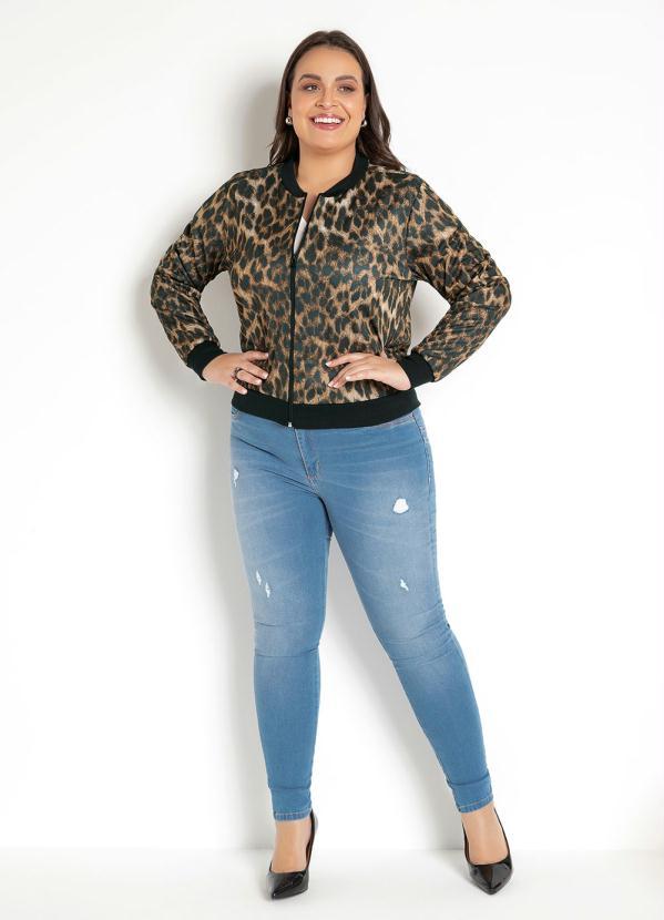 Moda Pop - Jaqueta Bomber Onça Marrom com Zíper 12
