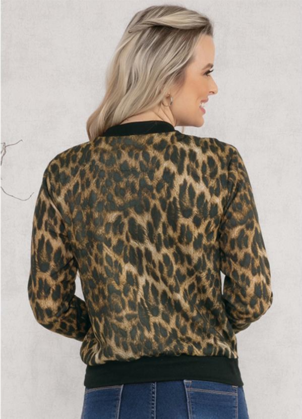 Moda Pop - Jaqueta Bomber Onça Marrom com Zíper 2