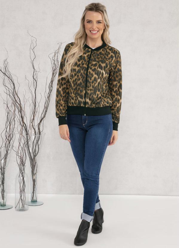 Moda Pop - Jaqueta Bomber Onça Marrom com Zíper 3