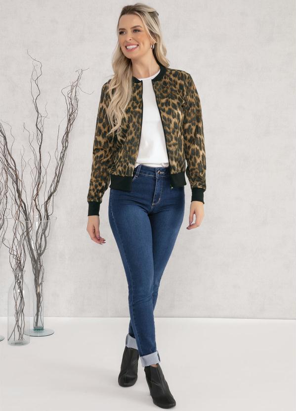 Moda Pop - Jaqueta Bomber Onça Marrom com Zíper 4