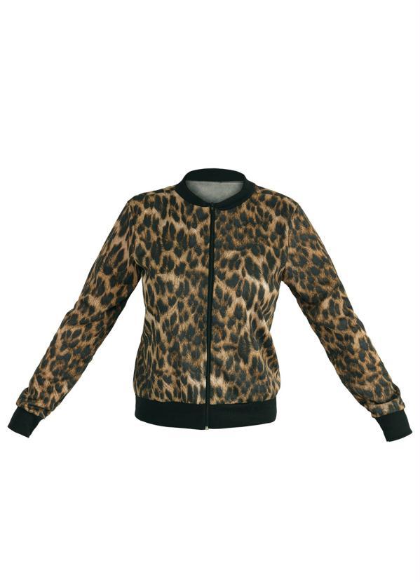 Moda Pop - Jaqueta Bomber Onça Marrom com Zíper 6