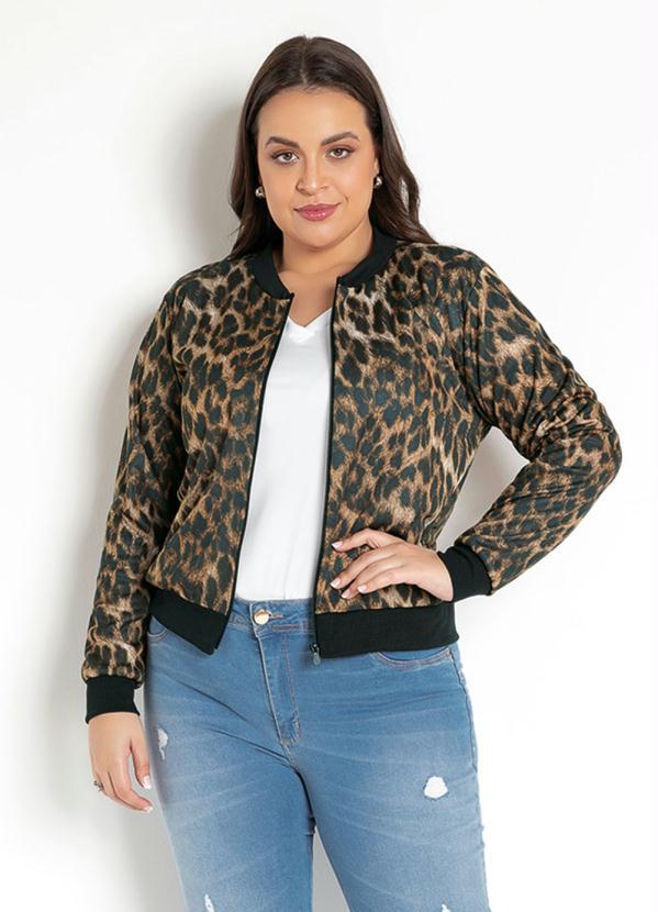 Moda Pop - Jaqueta Bomber Onça Marrom com Zíper 7