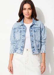 Jaqueta Bomber Oversized Jeans Claro com Bolsos
