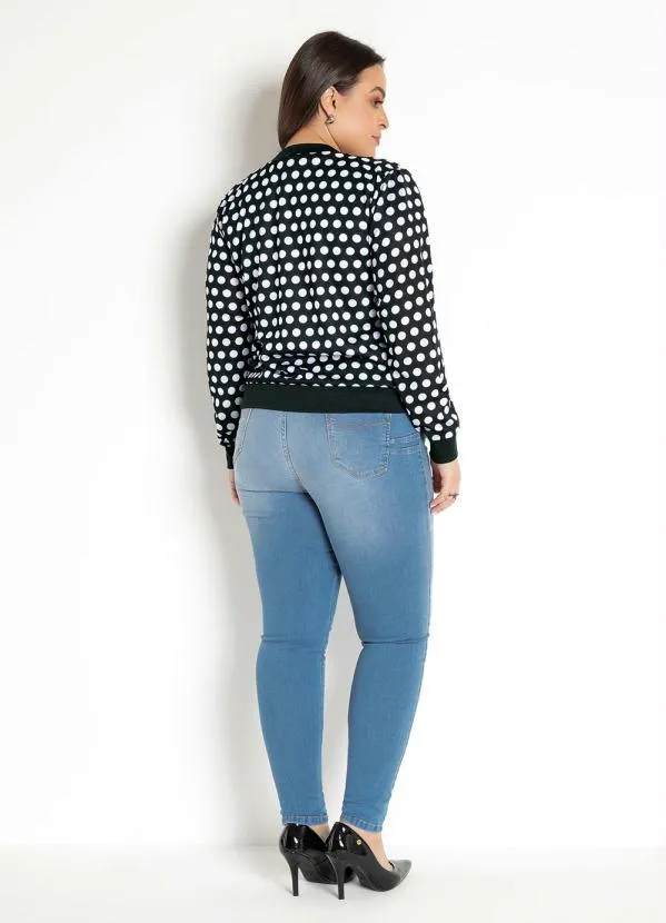 Moda Pop - Jaqueta Bomber Poá Preto com Zíper 11