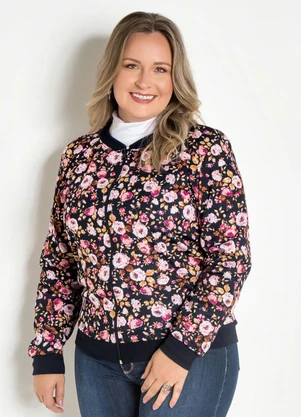Moda Pop - Jaqueta Bomber Preta e Floral - MODA POP