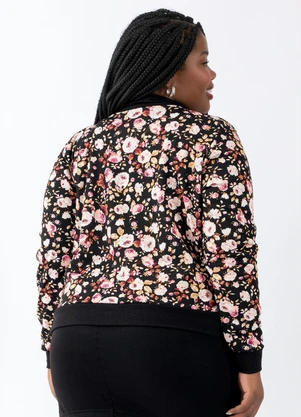 Moda Pop - Jaqueta Bomber Preta e Floral - MODA POP