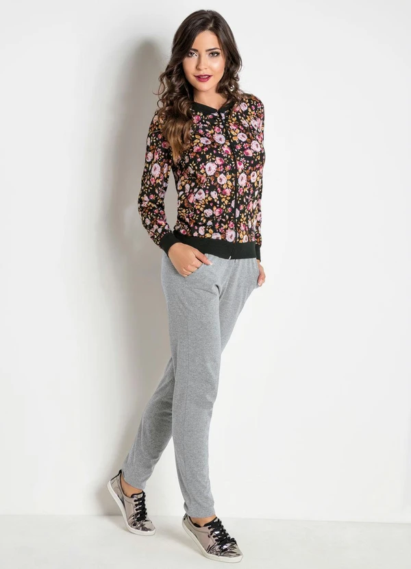 Moda Pop - Jaqueta Bomber Preta e Floral 11