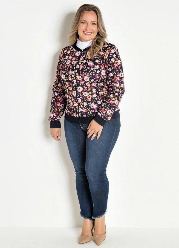 Moda Pop - Jaqueta Bomber Preta e Floral 19