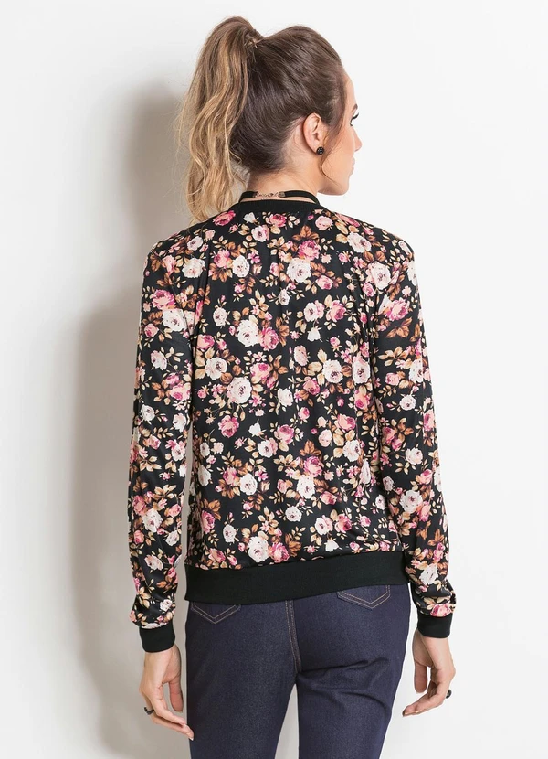 Moda Pop - Jaqueta Bomber Preta e Floral 5