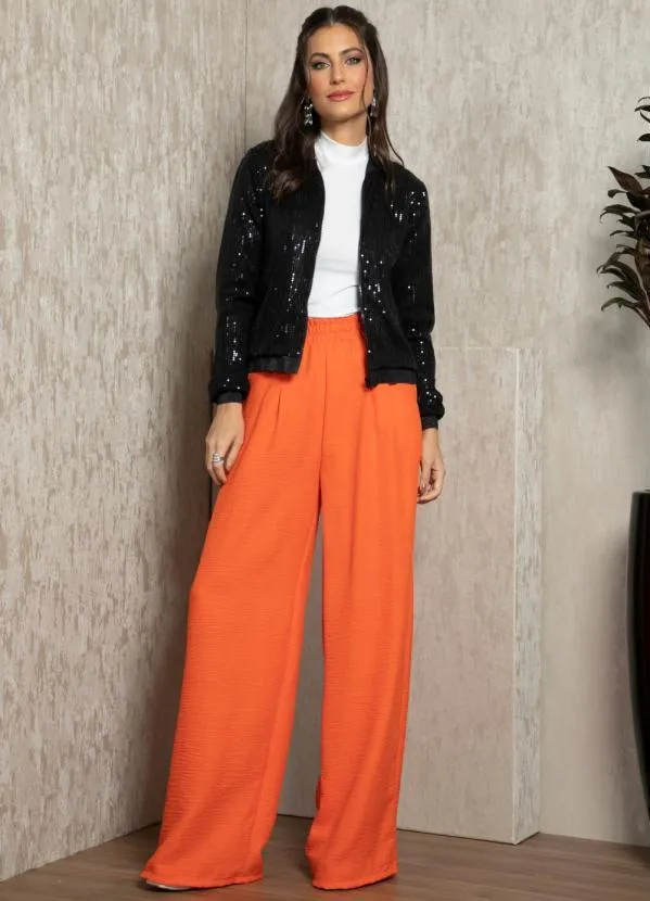 Quintess - Jaqueta Bomber Preta em Paetê 7