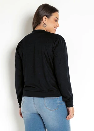 Moda Pop - Jaqueta Bomber Preto com Zíper - MODA POP