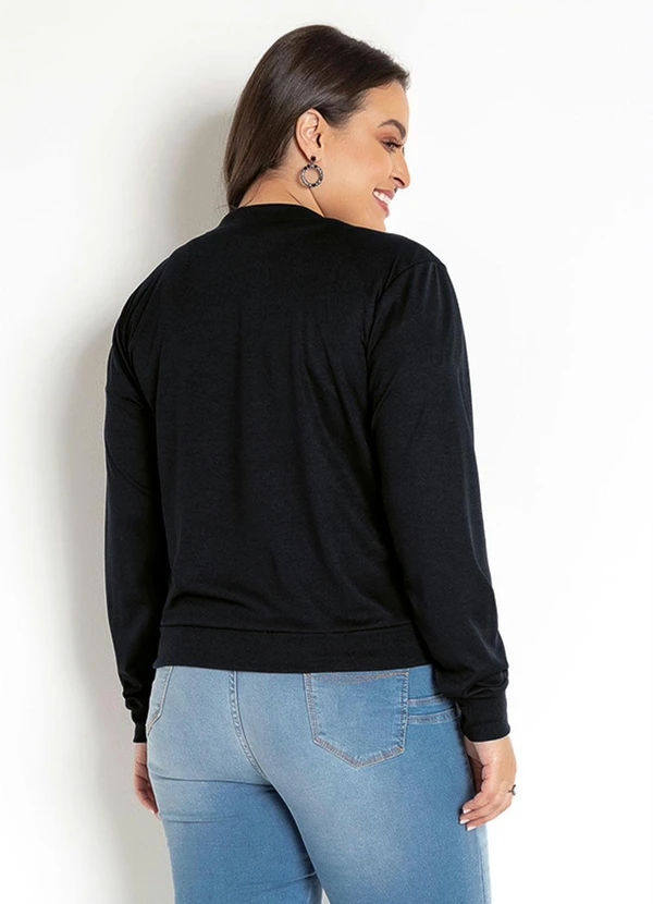 Moda Pop - Jaqueta Bomber Preto com Zíper 14
