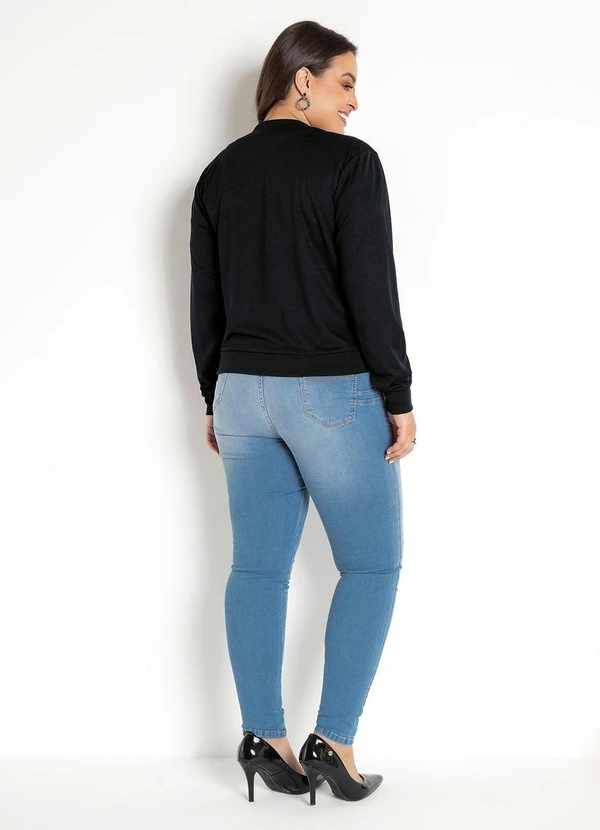 Moda Pop - Jaqueta Bomber Preto com Zíper 17