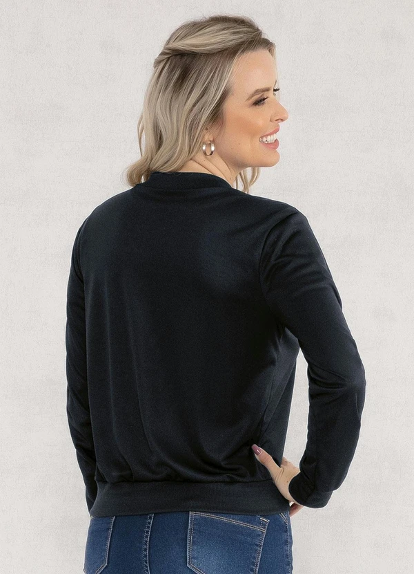 Moda Pop - Jaqueta Bomber Preto com Zíper 2