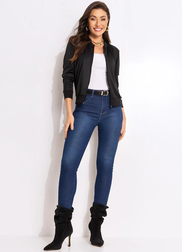 Moda Pop - Jaqueta Bomber Preto com Zíper 3