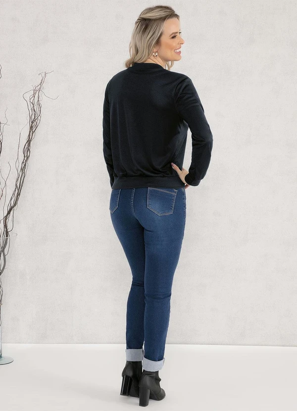 Moda Pop - Jaqueta Bomber Preto com Zíper 4