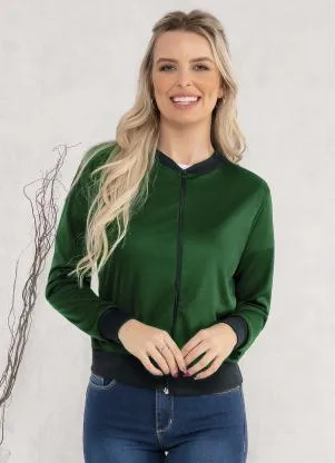 Moda Pop - Jaqueta Bomber Verde e Preta - MODA POP