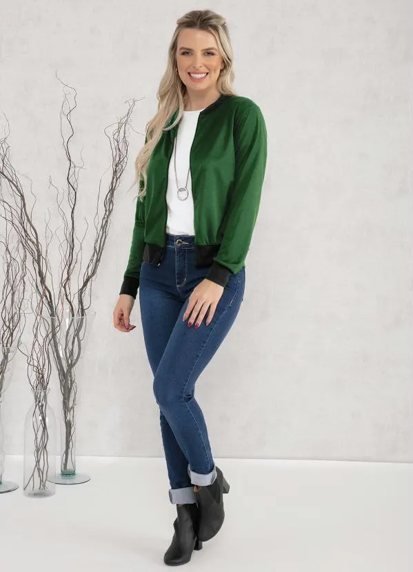 Moda Pop - Jaqueta Bomber Verde e Preta 3