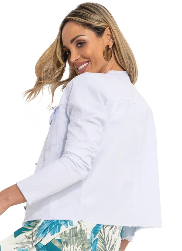 Quintess - Jaqueta Branca com Barra Desfiada 2