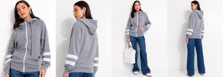 Jaqueta Cinza Claro em Molecotton