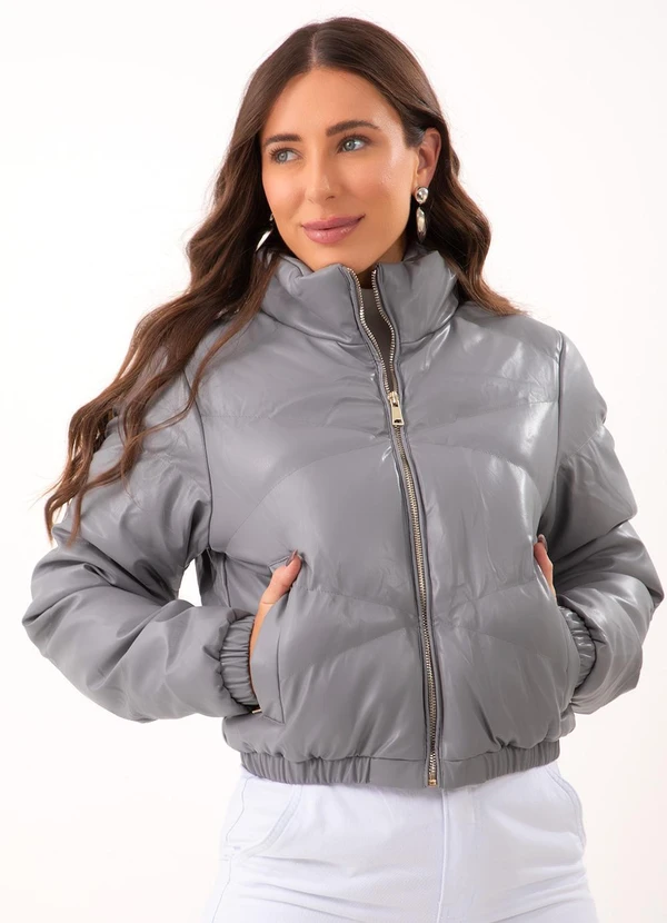 Quintess - Jaqueta Cinza em Pu 8