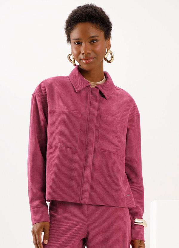 Lunender - Jaqueta com Bolsos em Tecido de Veludo Vermelho 1