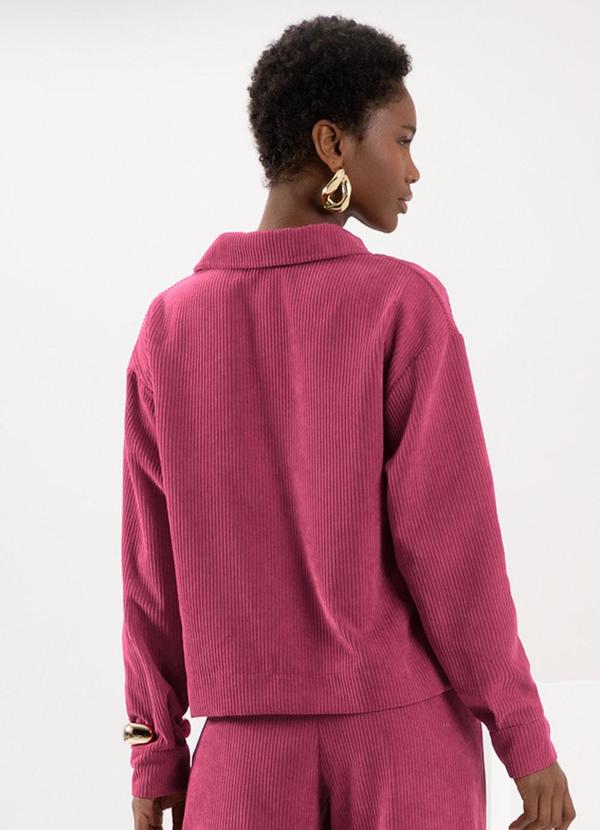 Lunender - Jaqueta com Bolsos em Tecido de Veludo Vermelho 2