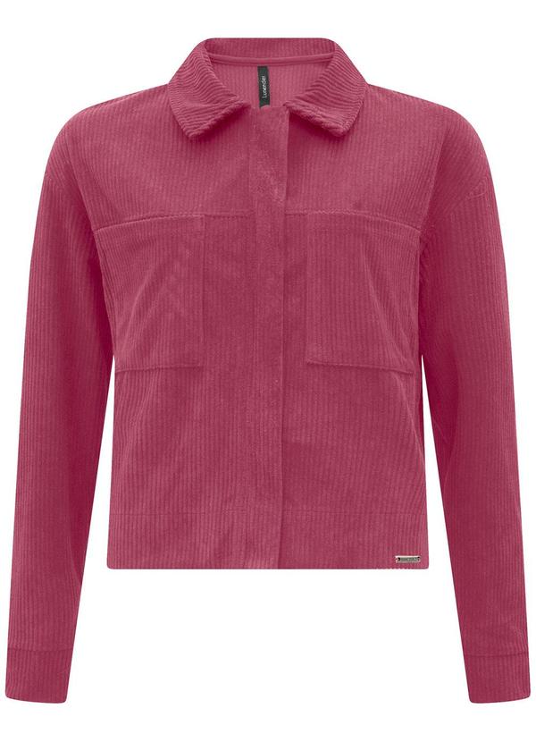 Lunender - Jaqueta com Bolsos em Tecido de Veludo Vermelho 4