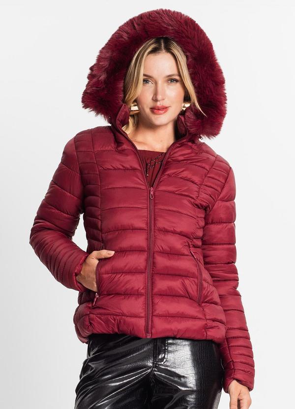 Endless Jaqueta com Capuz Feminina em Microfibra Vermelho