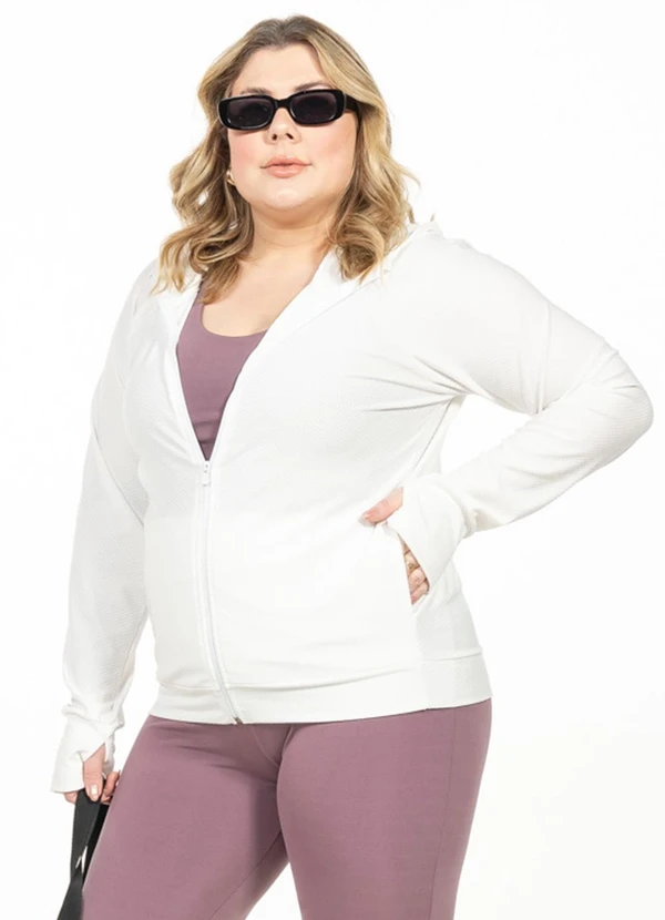 Cobertura - Jaqueta com Capuz Plus Size Branco
