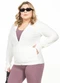 Cobertura - Jaqueta com Capuz Plus Size Marrom - variação: Branco