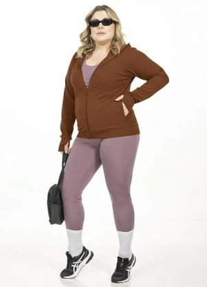 Cobertura - Jaqueta com Capuz Plus Size Marrom - COBERTURA